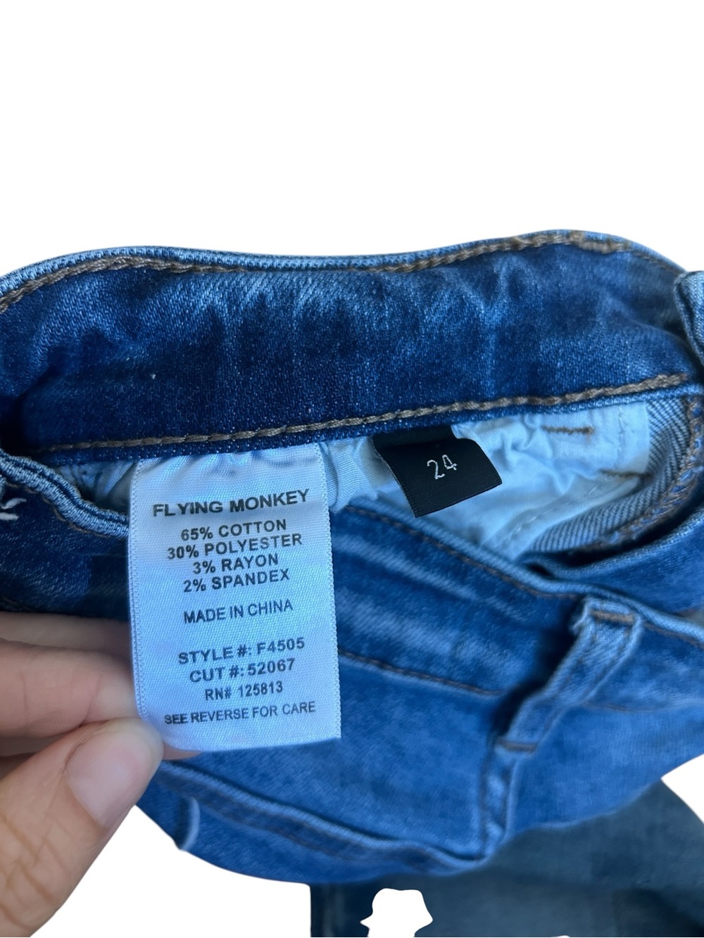 Flying Monkey Raw Hem Flare Leg Boho Denim Jeans size 24 - Picture 10 of 10
